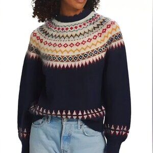Doen Women's Blue Harvest Fair Isle-Inspired Mohair-Blend Sweater